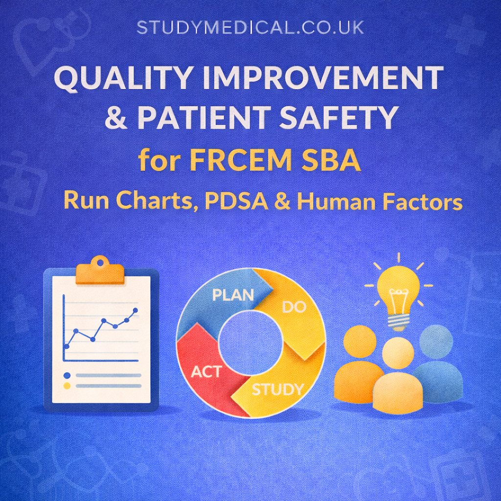 Quality Improvement & Patient Safety for FRCEM SBA: Run Charts, PDSA & Human Factors